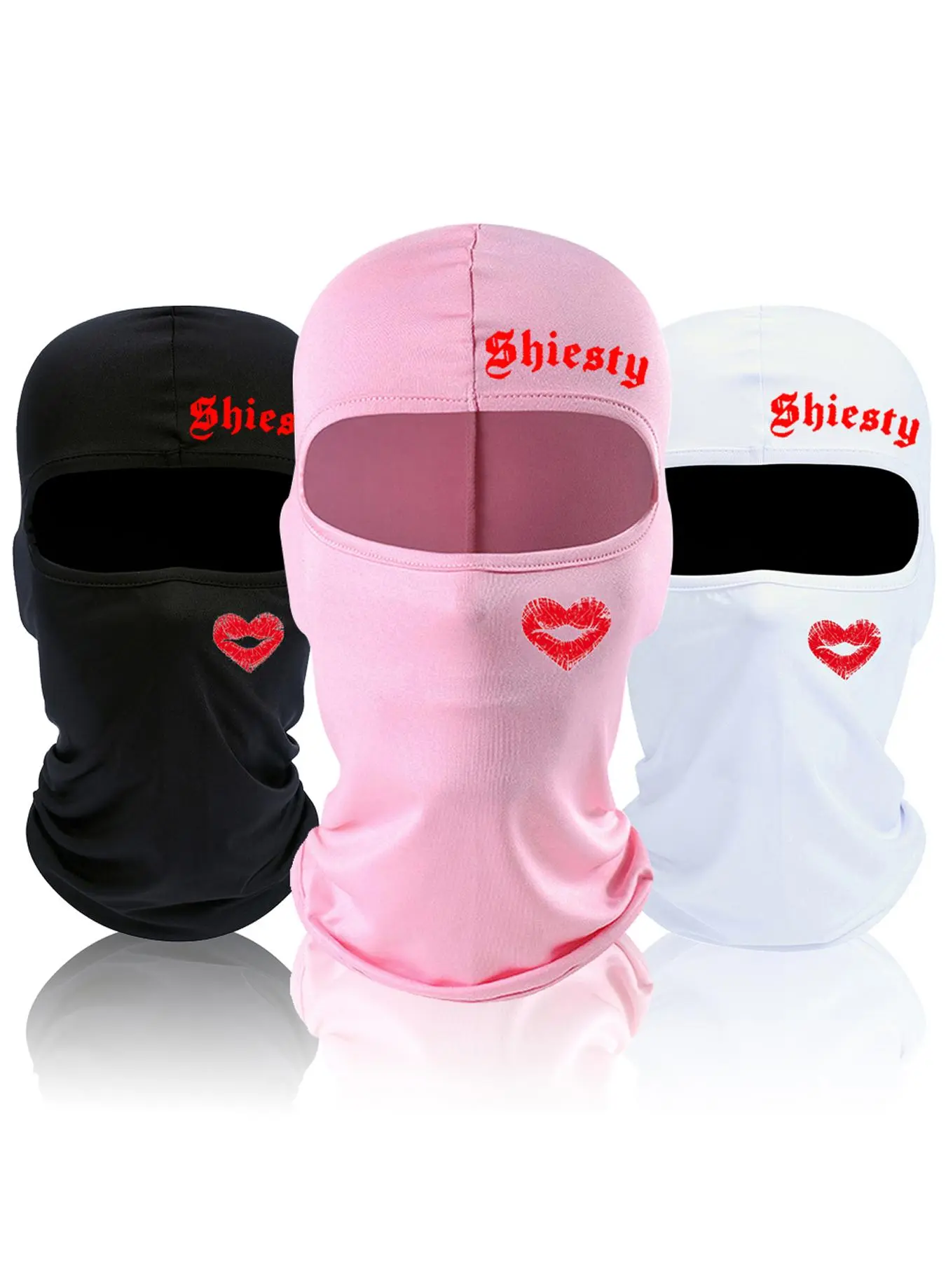 Letter & Lip Print Balaclava Face Mask, Balaclava Headwear, Balaclava Summer Mask, Breathable Sun Protection Neck Gaiter, Outdoor Cycling Motorcycle Bandana Face Cover for Men & Women