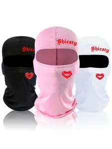 Letter & Lip Print Balaclava Face Mask, Breathable Sun Protection Neck Gaiter, Outdoor Cycling Motorcycle Bandana Face Cover for Men & Women