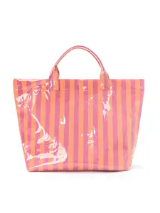 Striped Tote Bag High-Value Lightweight Handbag Commuter Large Capacity Portable Travel Shoulder Bag, Casual Style All Seasons