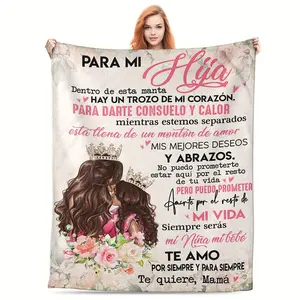 A Blanket for My Daughter - "Mom, I Love You" |   Floral Pattern Woven Shawl, Spanish and English Text |   Suitable for all seasons, an essential gift for camping or home use