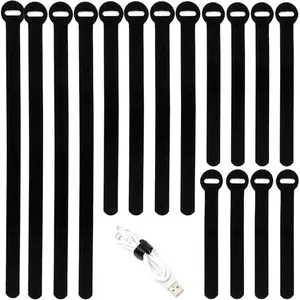 150PCS Reusable Cable Ties - 4+6+8+10inch Multi-Purpose Cable management Hook & Loop Cable Straps Wire Ties,Adjustable Fastening Cord Organizer,Cable Organizer for Home,Office and Data Centers,Black
