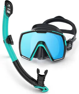 Freela Adult Dry Snorkel Set Anti-Fog 180° Wide View Anti-Fog, Scuba Diving Mask with Nose Cover, Snorkeling Gear for Men Women