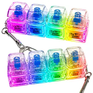 Stress Relieve Keyboard Fidget Toy 4 Key With LED Light，Crisp Clicker Sound For Adult Relax Anxiety Keychain Accessory