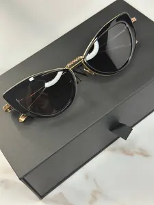 Pre-owned Valentino sleek black cat eye frames gold hardware