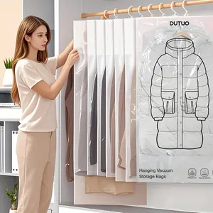 8pcs Hanging Vacuum Compression Bags, Suitable for Clothing, Dustproof Cover - Space - Saving Wardrobe Storage Bags, Plastic Vacuum Storage Bags for Organizing Travel Wardrobes, Available in Both Long and Short Versions