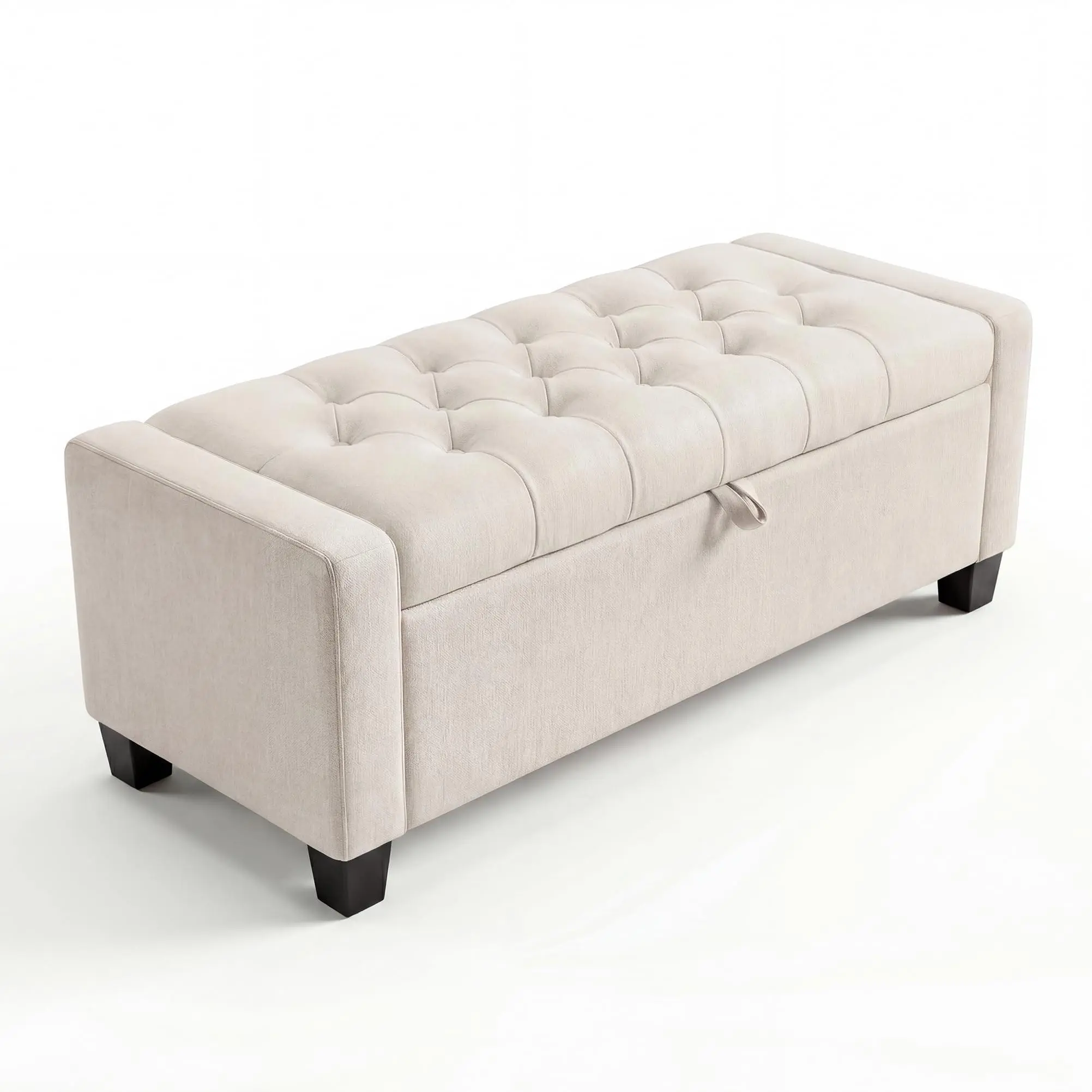 Storage Bench, Seat Bench with Storage, Faux Leather, Foam Padding, Rubberwood Legs, 123x49x42 cm, Ottoman for Bedroom, Living Room, Hallway, Modern Design
