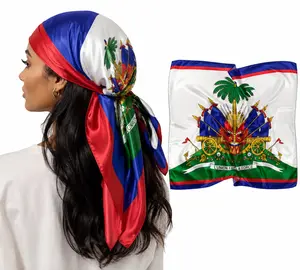 Haiti Flag Satin Scarf for Women a