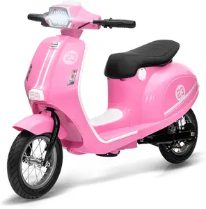 GAOMON Pink 24V Electric Moped Scooter For Kids Ages 8 To 12 With 350W Motor Waterproof Design Rear Brake Twist Grip Throttle Led Lights Pneumatic Tires And Shock Absorption Pink