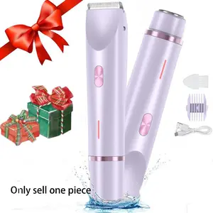 Women's Electric Hair Trimmer, 1 Box Rechargeable 2 in 1 Body and Facial Epilator, Dual Heads for Face Armpit Legs Razor, Gift for Family and Friends, IPX7 Waterproof, Shaving & Grooming, Multifunctional Hair Trimmer, Summer Gift