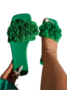 Women's Summer New Floral Casual Slide Sandals, Flat Vacation Style Slip-On, Essential Footwear for Relaxation