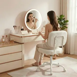 Anygod Teddy Bear Plush Dressing Chair, compact and tall armless chair with backrest, cute and perfect as a gift for a girl, suitable for living room/dressing room/bedroom/kitchen (height adjustable).