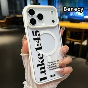 Magnetic Soft Case for iPhone 17 16  Pro Max Plus 15 14 13 12 11 Air E Biblical Promise Verse Pattern Anti-Yellowing Shockproof ultra-thin Silicone Crystal Transparent Acrylic Cover Supports Wireless Charging