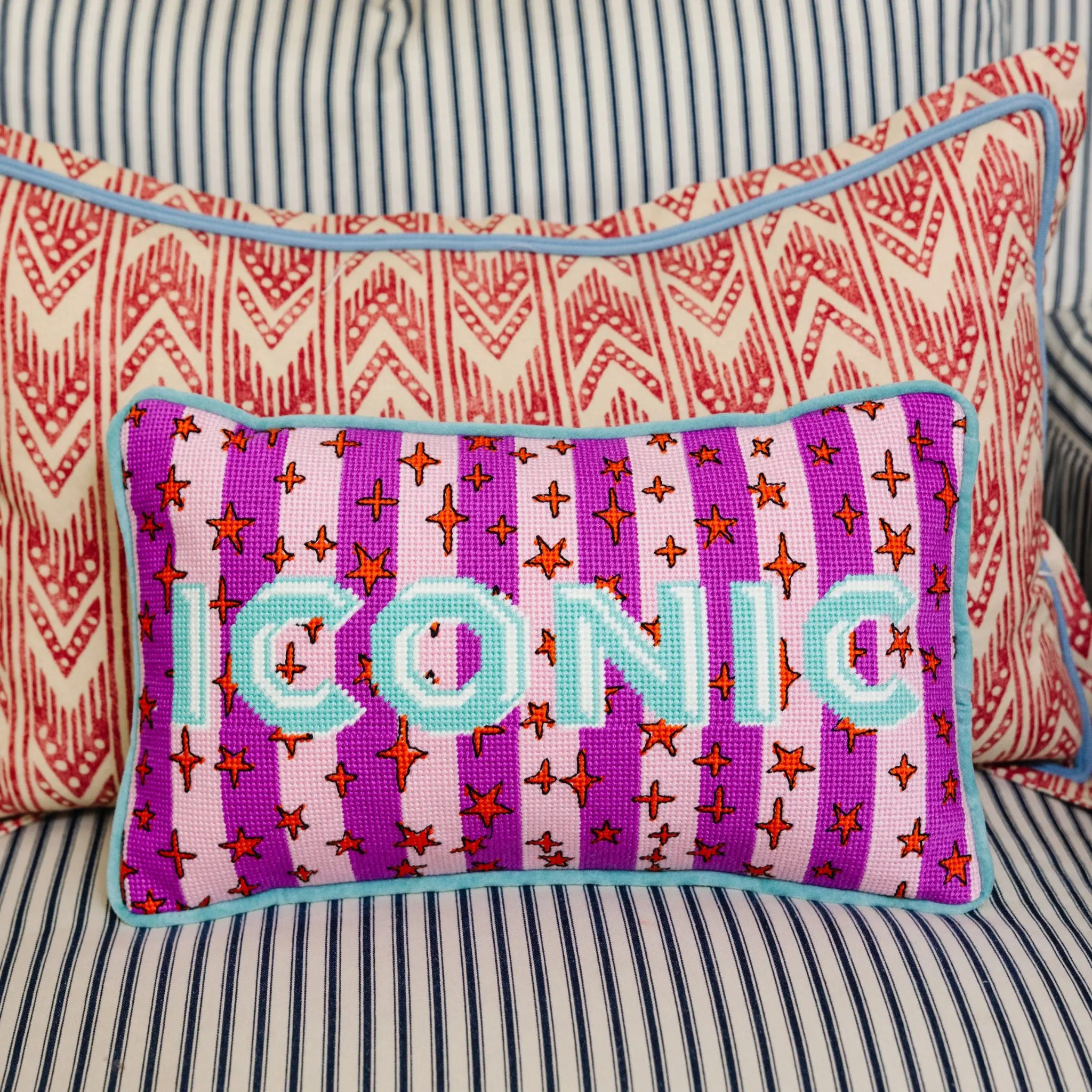 9"x15" Velvet Needlepoint Pillow - Bold Stitching, Whimsical Flair Humor-Focused Design, Southern Craft Nod, Living Room Decor Home Accent for Confident Interior Styling
