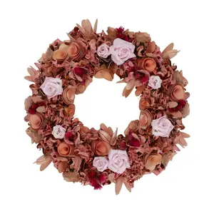 Northlight Roses and Wooden Flowers Spring Wreath