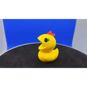 Retro Arcade Mrs. Pacman Duck Figurine - Yellow PLA Mini Duck Toy, Lightweight Home Decor Ornaments for Shelf, Ideal Gifts for Collectors