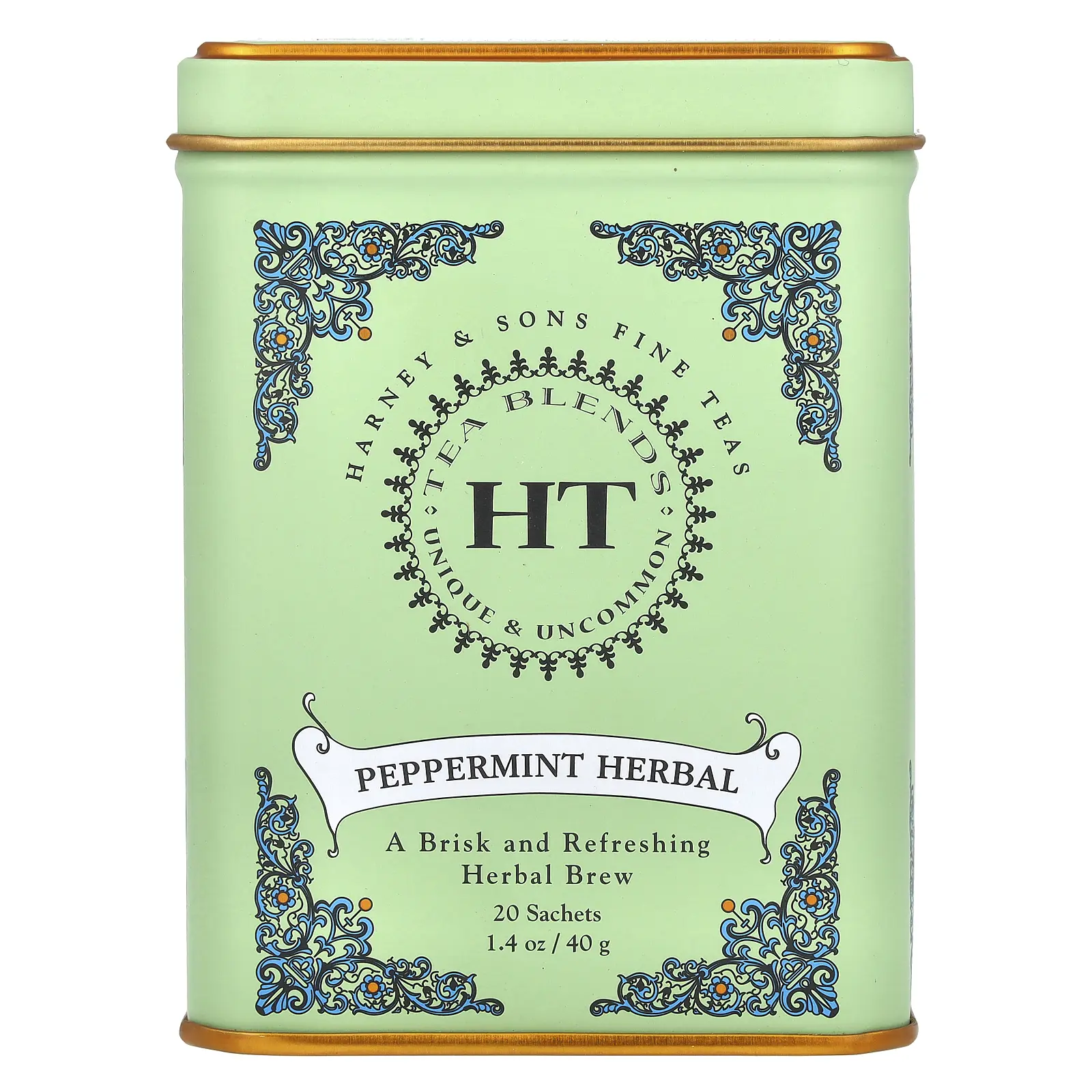 Harney & Sons HT Tea Blends, Peppermint Herbal, Caffeine Free, 20 Sachets, 1.4 oz (40 g)