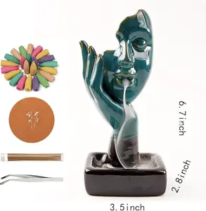 [Ceramic Incense Burner] 1pc Colorful Multifunctional Abstract Face Sculpture Incense Burner, Resin Mask-Shaped Aromatherapy Holder, Artistic Home Decor Tabletop Ornament for Dining Room, Graduation Gift Idea - Fragrance Not Included