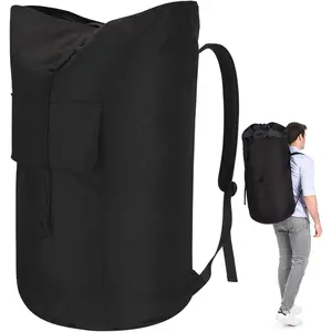 Backpack Laundry Bag, 115L Heavy Duty Extra Large College Laundry Backpack, Dirty Clothes Bag with Shoulder Straps, Laundry Hamper Bag with Drawstring Closure for College Dorm, Apartment Black