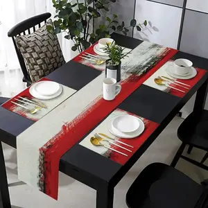 Abstract Striped Table Runner Set, 5/7 Piece Dining Mat Collection, Ideal for Kitchen & Outdoor Use, Home Decor Essentials, Practical Dining Accessories