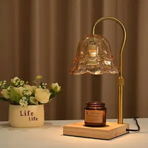 Luxury Tulip Candle Warmer Lamp Dimmable Timer Height Adjustable Solid Wood Base Flameless Scented Candle Lamp Home Decor Gift