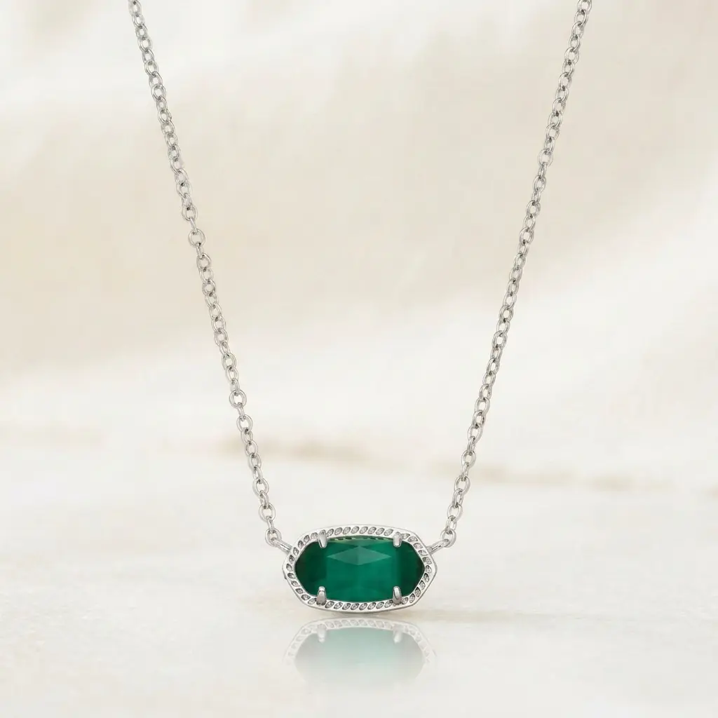 RHODIUM - EMERALD CATS EYE