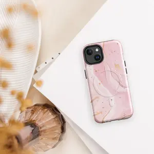 ModuGuard Rose Marble Tough MagSafe Case | Soft Girl Aesthetic | Dual-Layer Blush iPhone Cover