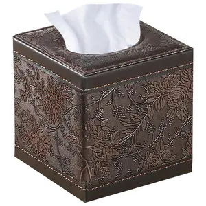 Large square tissue box PU leather material, waterproof and stain resistant. Compatible with 99% of tissues, suitable for multiple scenarios such as kitchen, bathroom, living room, bedroom, etc. Advanced tissue storage box Gift Accessory Dispenser  Toilet