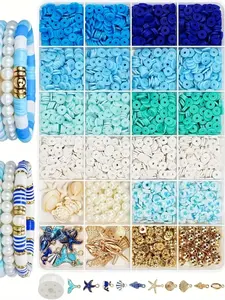 Ocean Style Soft Clay Accessories Set, 24 Grid DIY Jewelry Making Kit, Handmade Bracelet Supplies, Clay Beads, Perfect for Crafting