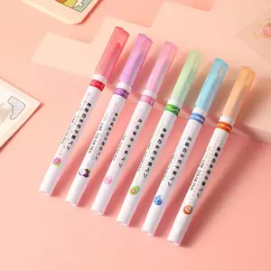 Fluorescent Pen Flower Outline Marker, Curved Handwritten Colorful Notebook Pen, Fine Wave Highlighter, Student Marking Pen