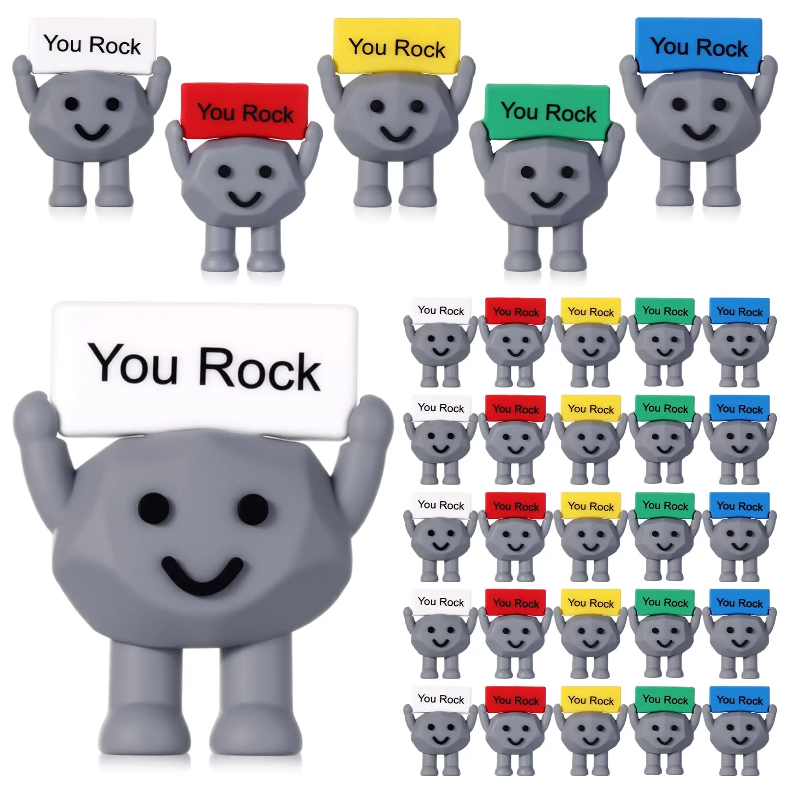 Mini Figures Positive Gift Ideas Office Coworker Gift You Rock Miniature Rubber Statues To Hide Encouragement 3D Stone Ornament Desktop Decorations Mo