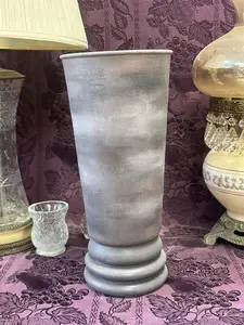 Custom Hand Painted Glass Vase Faux Concrete Cement Gray