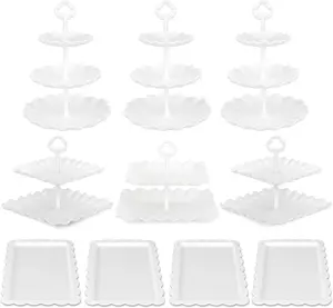 10PCS cake stands, cupcake stands, 3 two-tier cupcake stands + 3 three-tier cupcake stands + 4 appetizer trays, perfect for birthday party gatherings Organiser