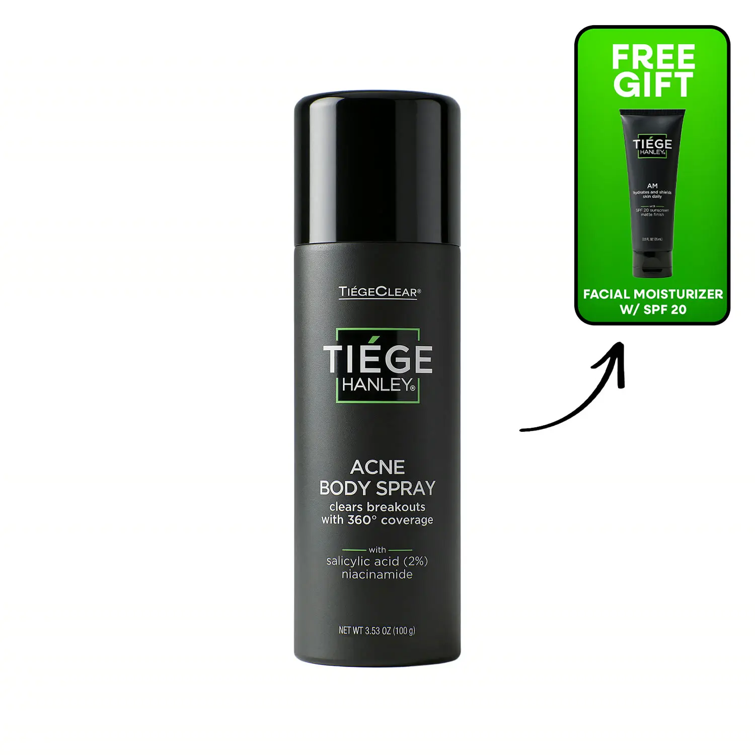 Tiege Hanley Acne All-Over Body Spray - High-Performance Daily Acne Treatment for Back Chest Shoulders & Hard-to-Reach Areas
