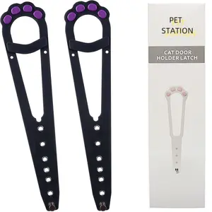 Cat Door Latch with Stabilizer, 7 Sizes Adjustable Cat Door Stopper to Keep Dog Out of Litter Box, Economical Alternative of Pet Gates and Interior Pet Door, White, 2 Packs