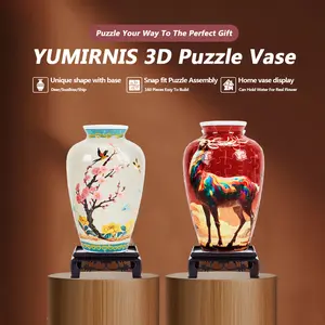 120PCS 3D Puzzle Vase Swallow Deer Pattern DIY Flower Geometric Vase for Home Decor, Unique Craft Gift, House Warming Gift, Ornaments Building Block Model Building Blocks Model Custom