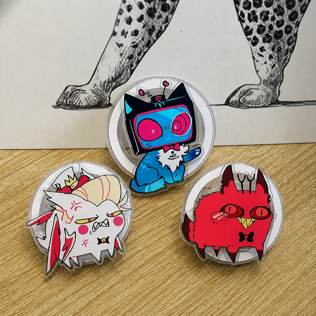 Hazbin Hotel Inspired MagSafe Phone Grip Set - 2D Magnetic Phone Holder & Kickstand - Angel, Alastor & Vox Style Fan Gift