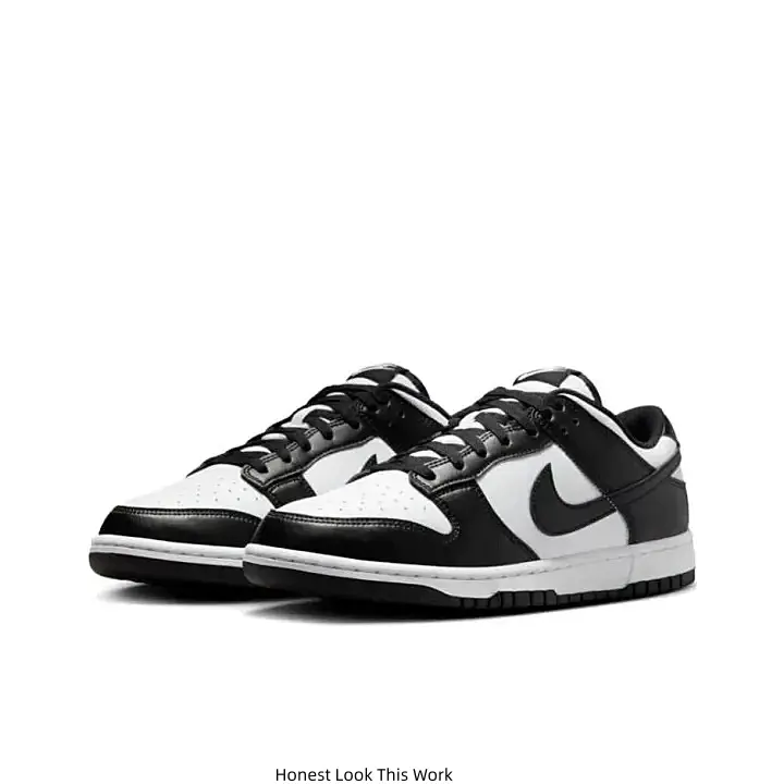 White Black Panda Colorway Retro Low Top Skate Sneakers Black Swoosh Black Rubber Outsole Smooth Leather Casual Walking Shoes for Men Women Daily Street Wear