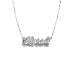 Heart Script 925 Sterling Silver Nameplate Necklace