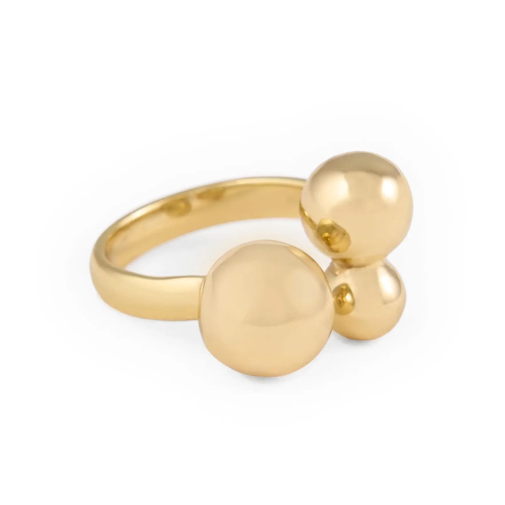 Jane Open Wrap Triple Bubble Adjustable Ring Brass