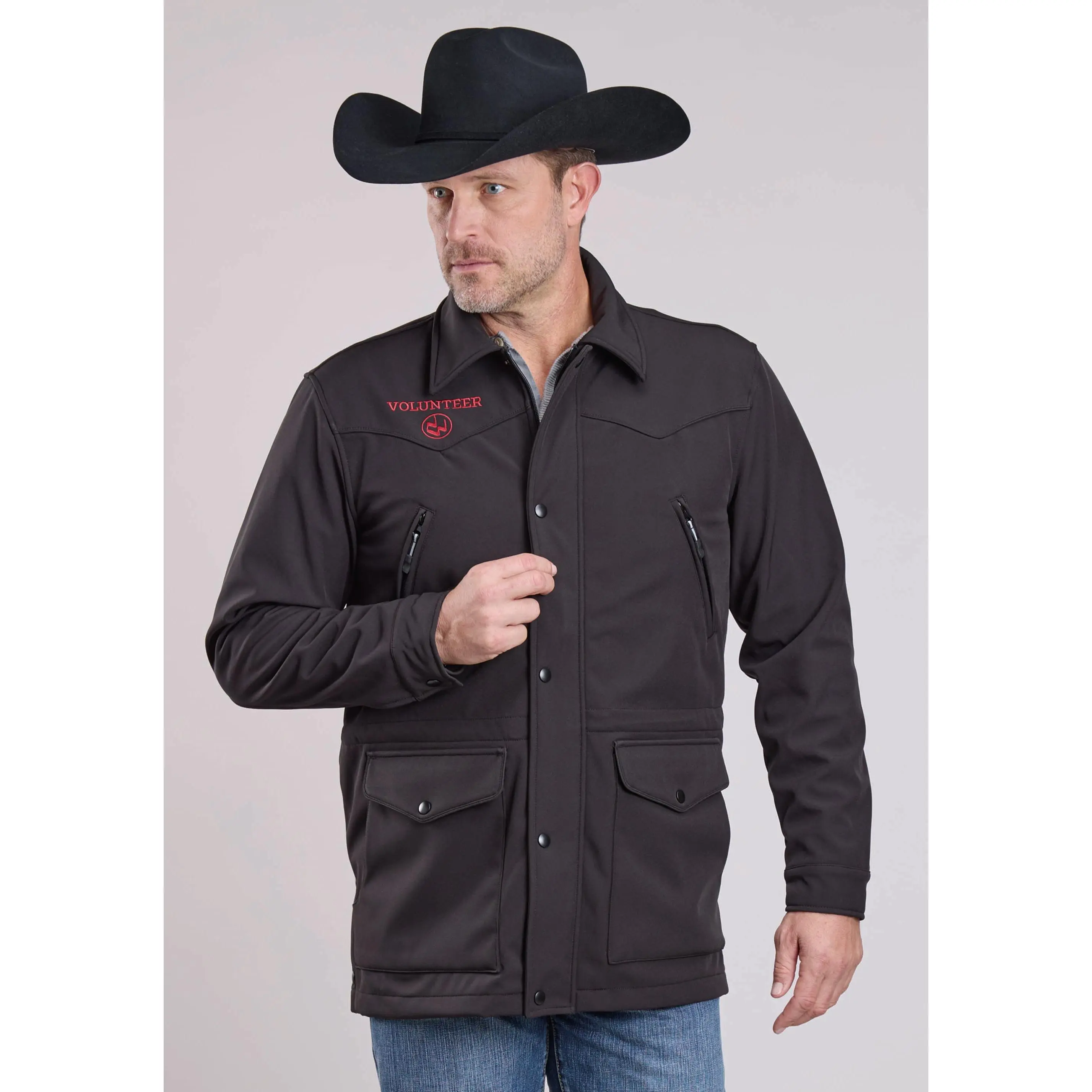 Men's Fleece Lined Softshell Barn Coat* Zipper Chest Pockets*draw Cord Wais