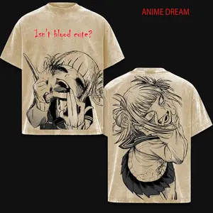 Himiko Toga My Hero Academia Anime Double Printed Vintage Washed Tee Unisex Oversize Anime Manga Washed Heavyweight Cotton T-shirt