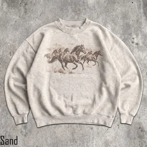 90s Western Horse Sweatshirt, Unisex Men & Women's Graphic Sweater, Vintage Cowboy Pullover, Country Desert Sweater, Mustangs Crewneck