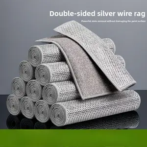 20pc Thickened double-layer kitchen cleaning cloth/dishcloth, double-sided silver thread scouring pad, stain-removing, non-greasy, and highly absorbent.