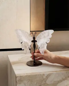 High Quality Natural Clear Quartz Butterfly with Stand  Crystal Decor