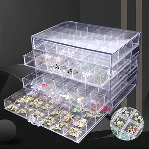 120 Grids Transparent Nail Art Storage Box, 5-layer Drawer, Water and Dust Resistant, Elegant Appearance, Large Capacity, Beads, Nail Art Supplies Sequence Organizer