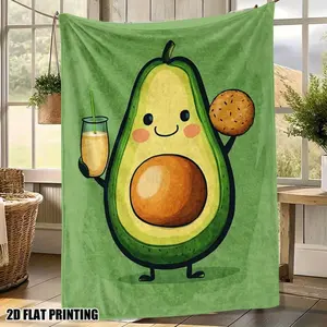 Soft Avocado Delight Print Flannel Throw Blanket - Universal Twin Size Sofa Throw for Bed, Couch, Chair, Office, and Camping - Perfect All-Season Cozy Gift with Vibrant Green Avocado Design  Lightweight and skin-friendly, a must-have for home and travel.