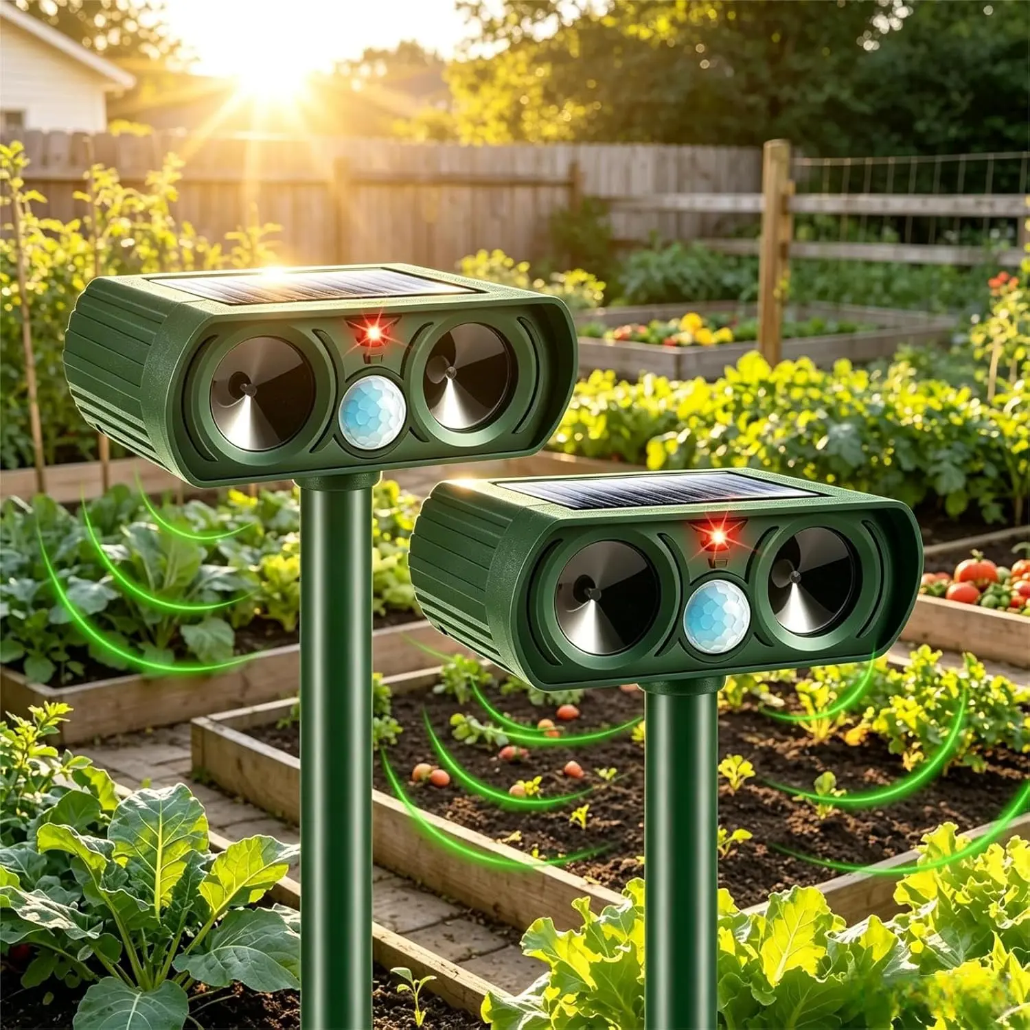 Upgraded Waterproof Ultrasonic Solar Animal Repeller with Motion Sensor - Outdoor Electronic Pest Deterrent for Yd, Garden (Cats, Squirrels, Raccoons, Rabbits, Foxes, Dogs, Skunks, Deer)