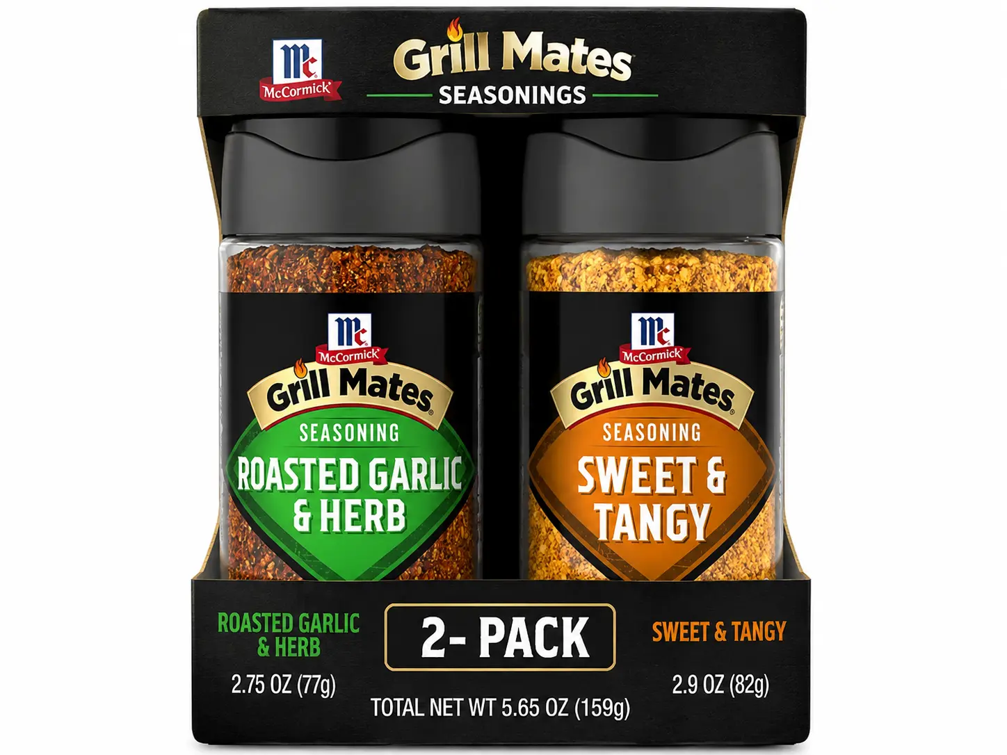 McCormick Grill Mates Seasoning Variety 2-Pack – Roasted Garlic & Herb 2.75 oz + Sweet & Tangy 2.9 oz