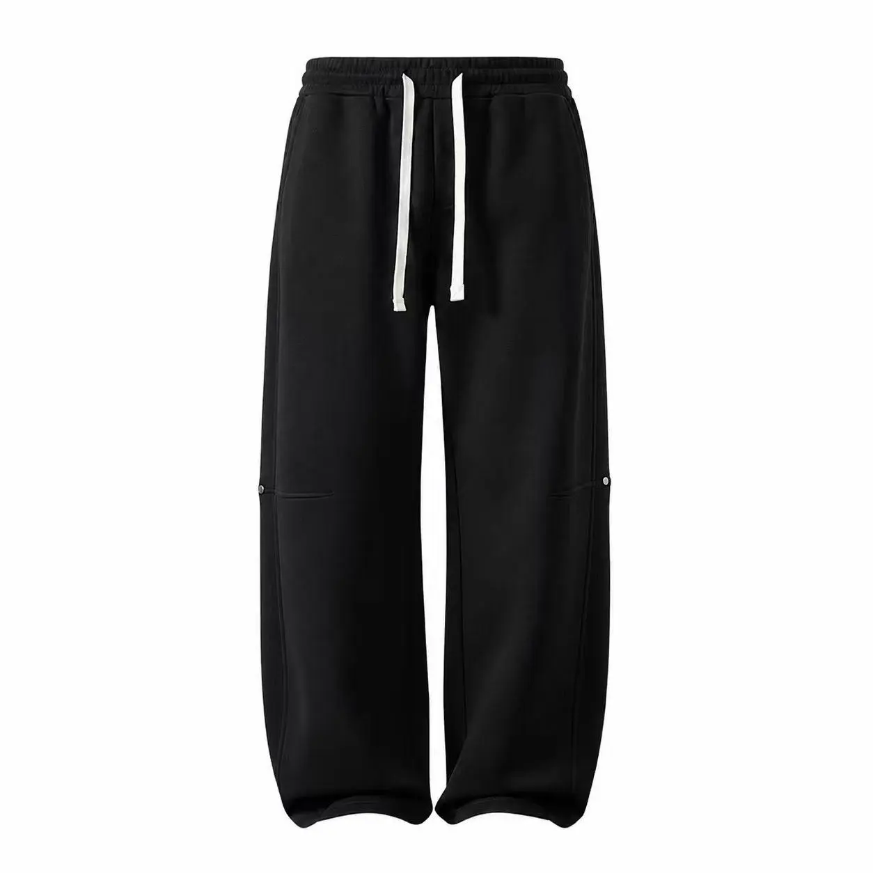 Men's Solid Wide Leg Sweatpants, Straight Leg Casual Sports Pants, Elastic Waist Drawstring Lounge Pants with Pockets, Heavy-Knit Workout Running Street Dance Pants for Autumn Winter