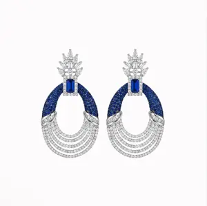 Navy Statement Earrings